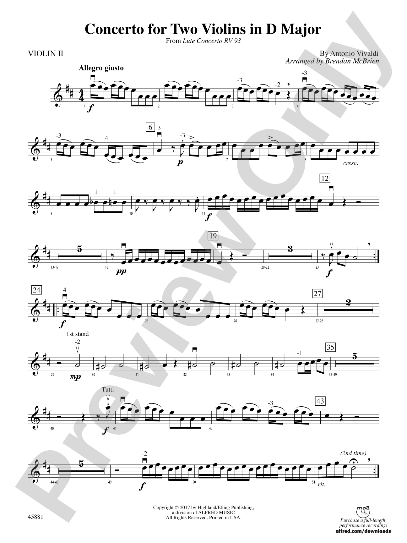 Concerto for Two Violins in D Major: 2nd Violin