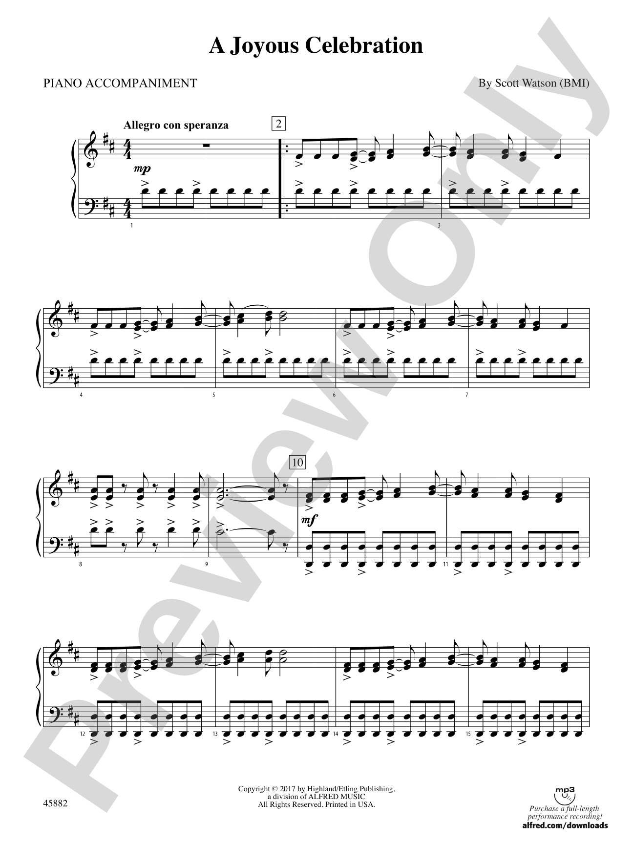 A Joyous Celebration: Piano Accompaniment