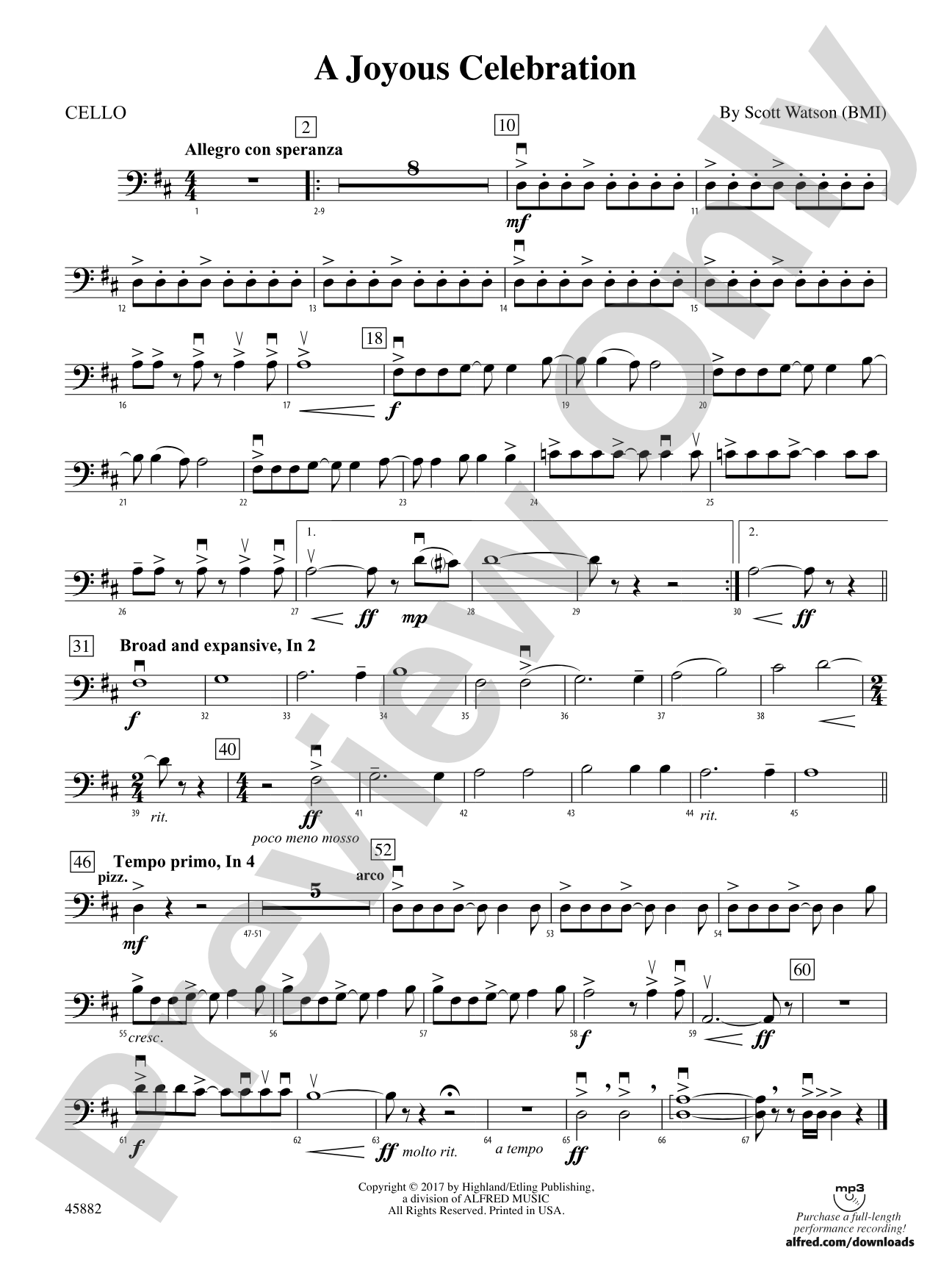 A Joyous Celebration: Cello