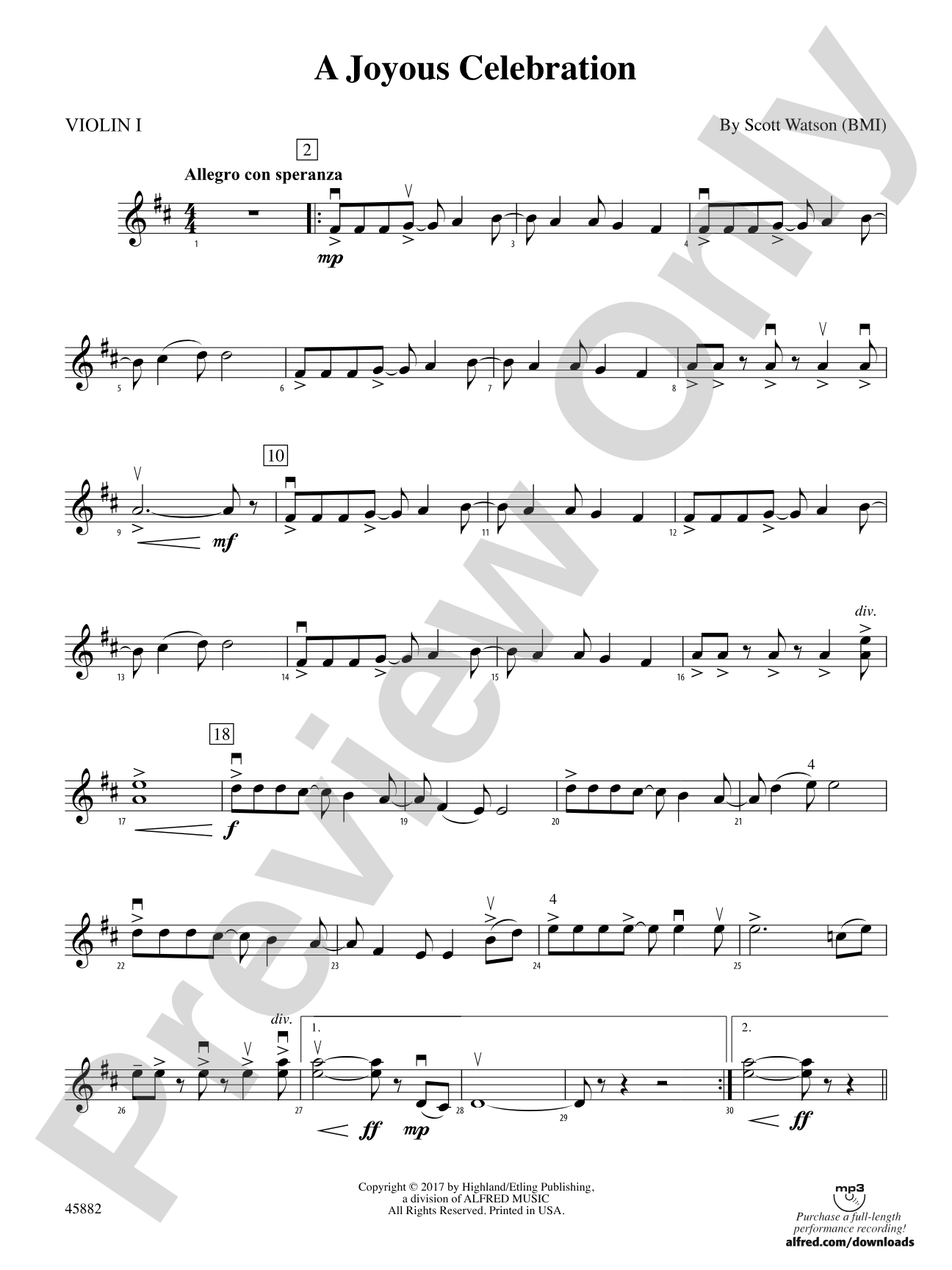A Joyous Celebration: 1st Violin