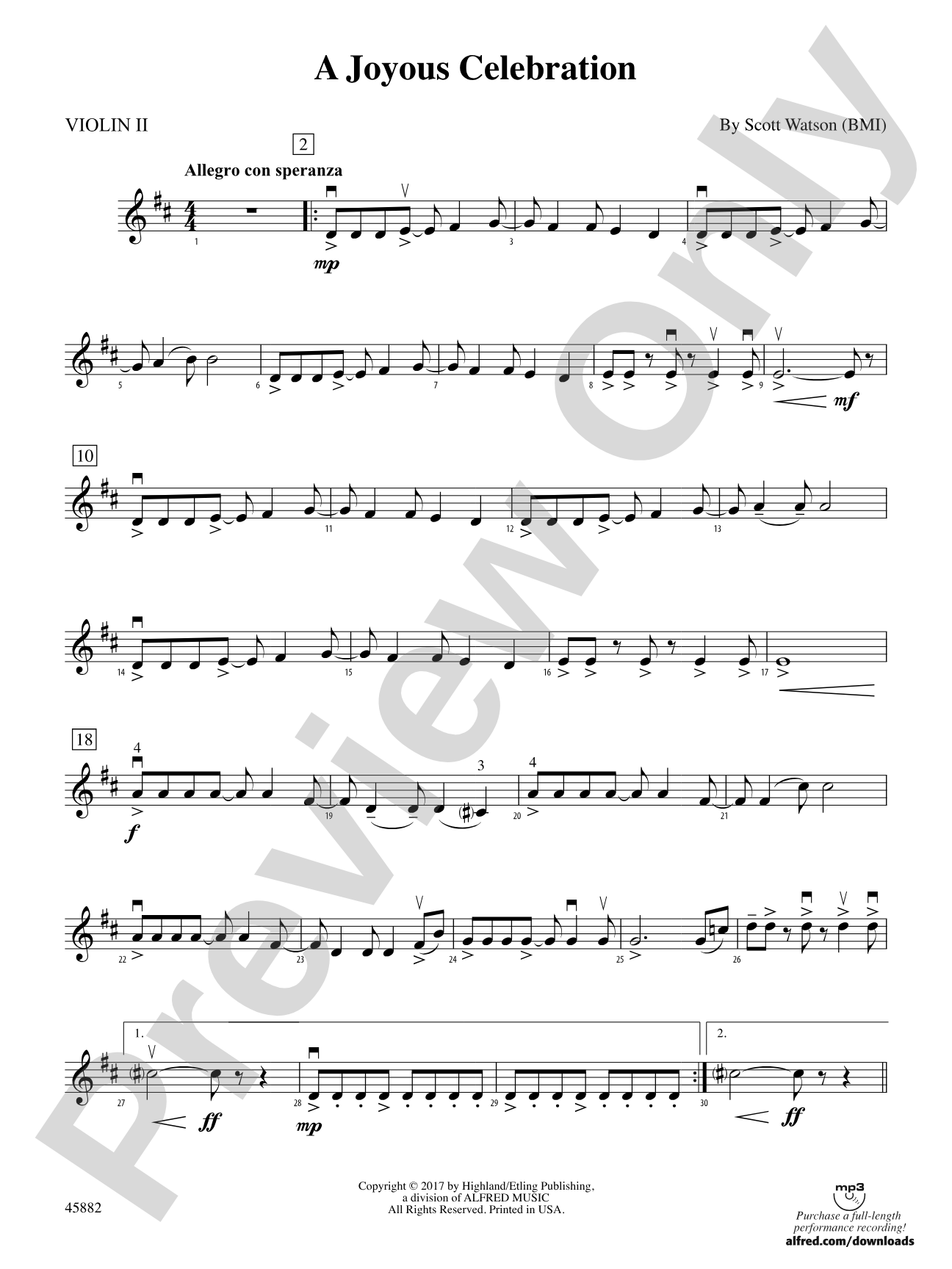 A Joyous Celebration: 2nd Violin