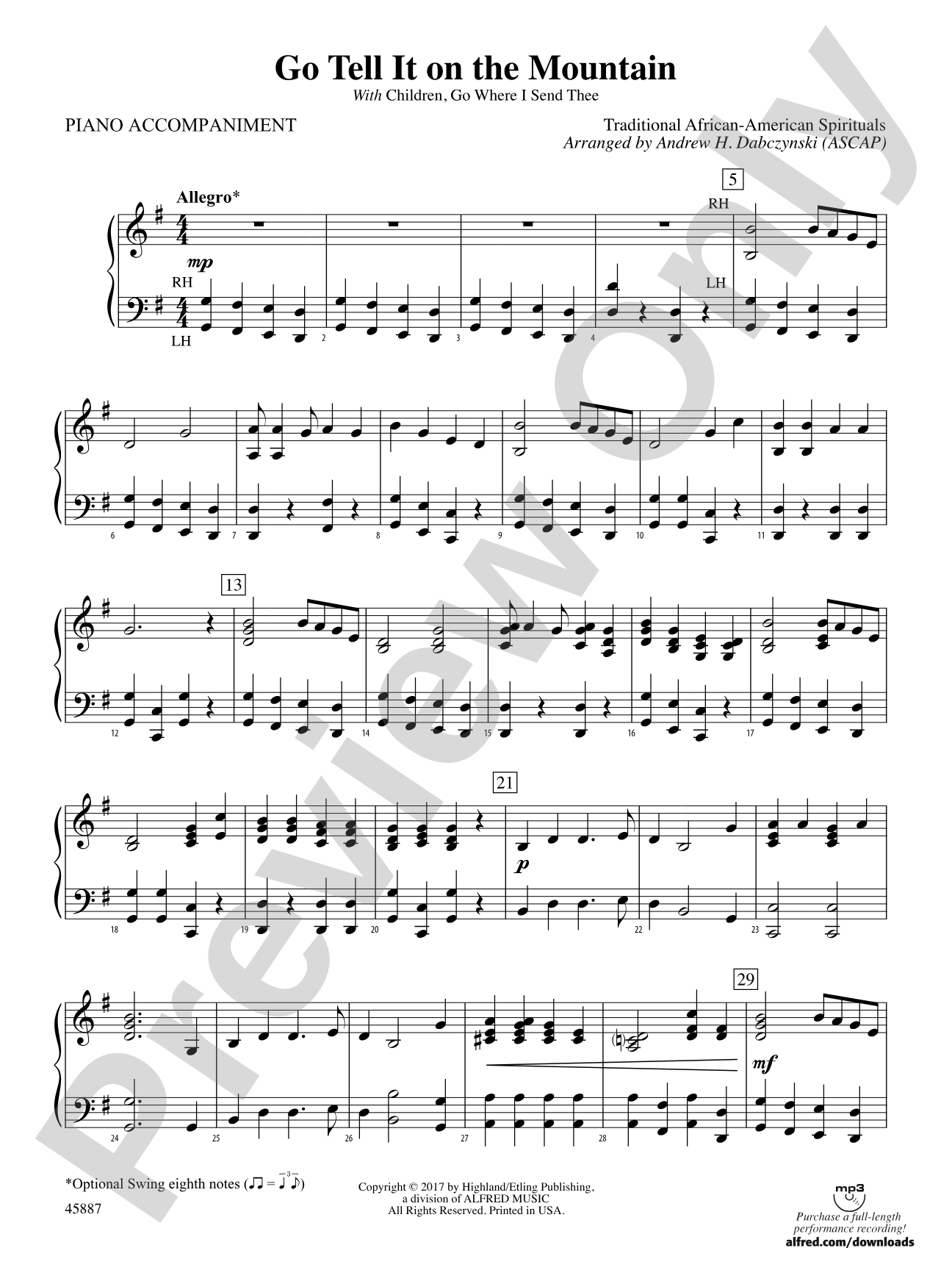Go Tell It on the Mountain: Piano Accompaniment