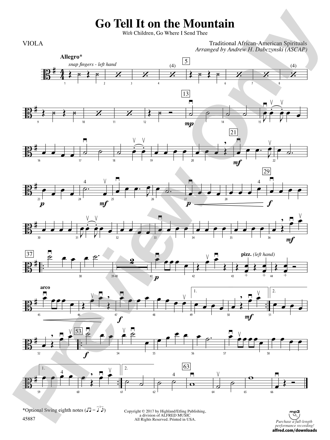 Go Tell It on the Mountain: Viola