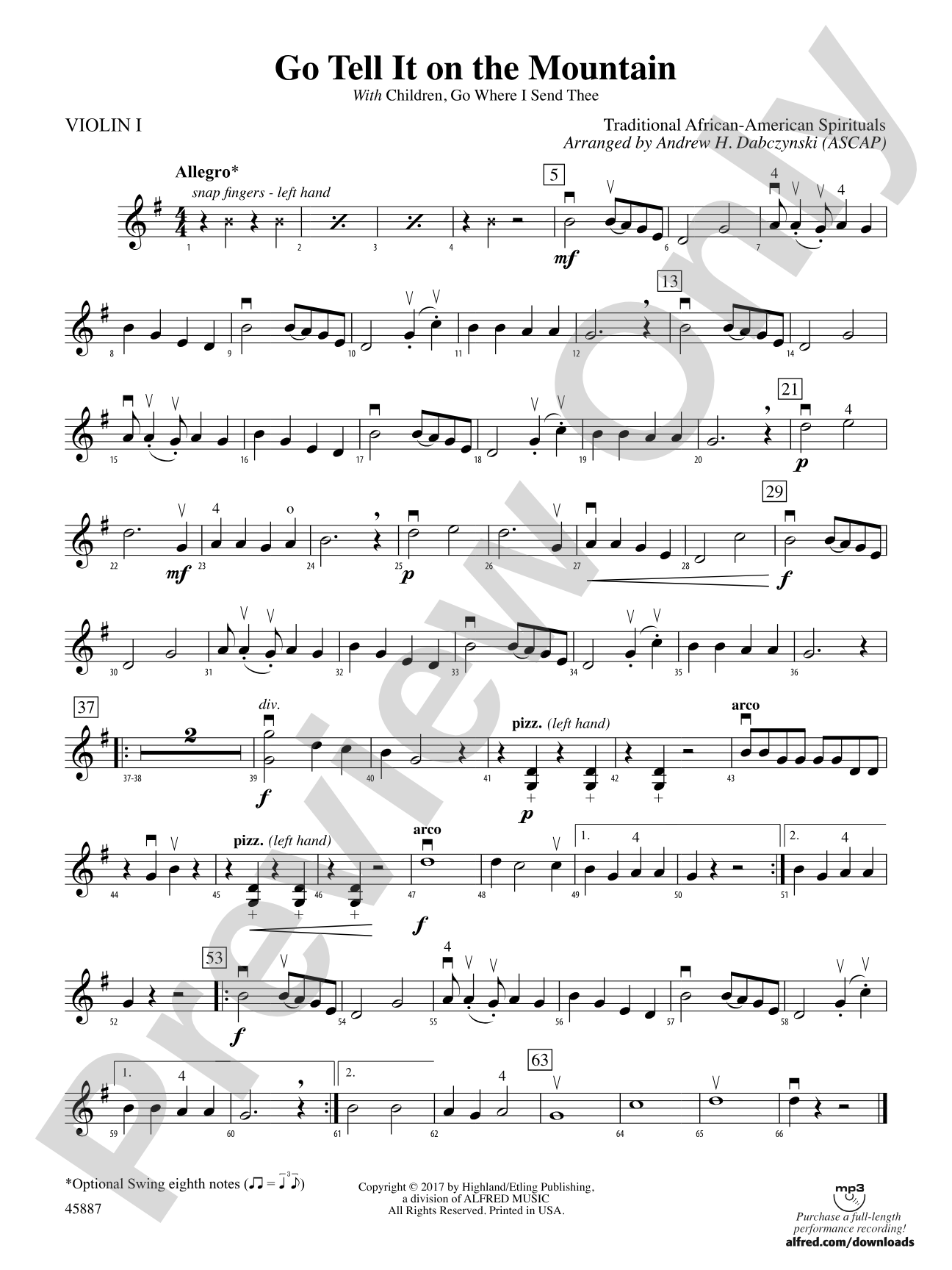 Go Tell It on the Mountain: 1st Violin