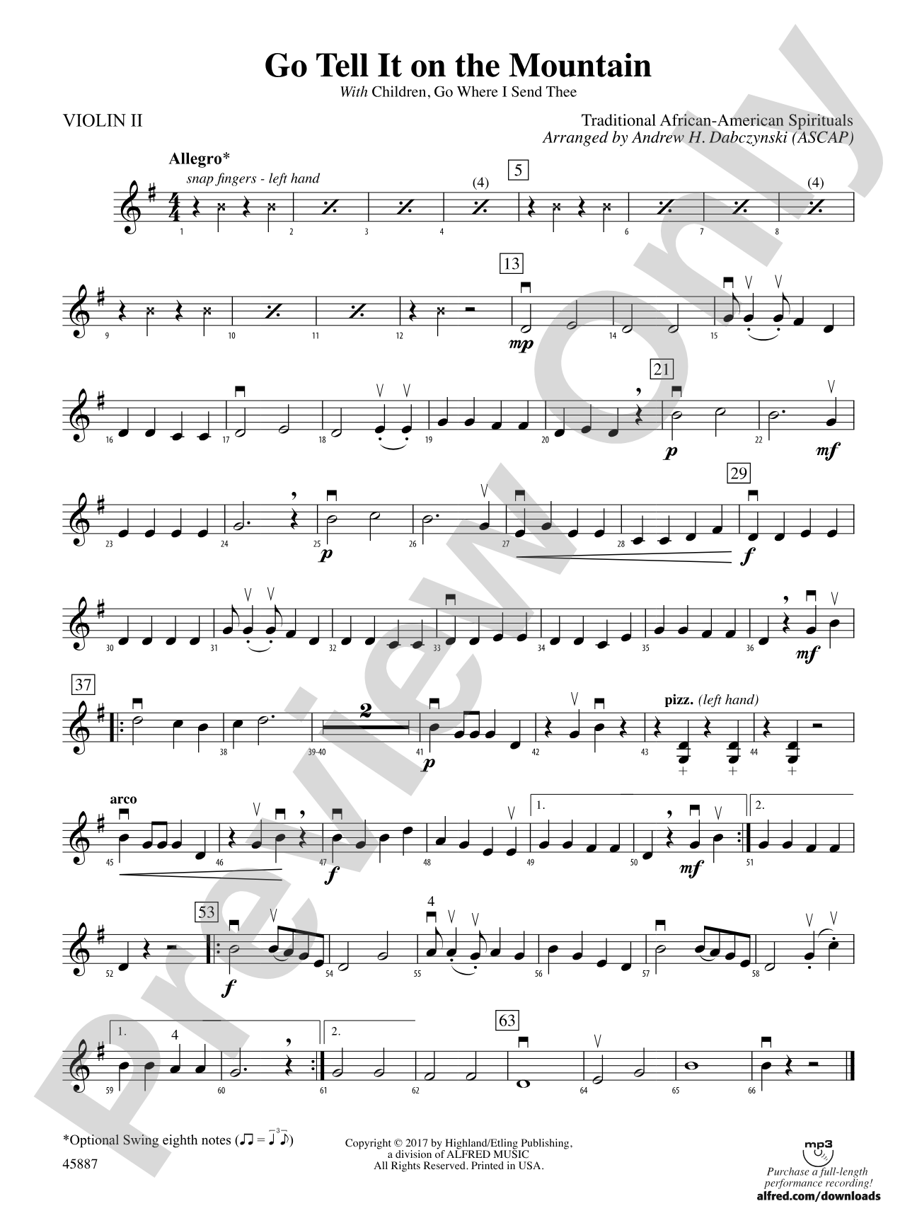 Go Tell It on the Mountain: 2nd Violin