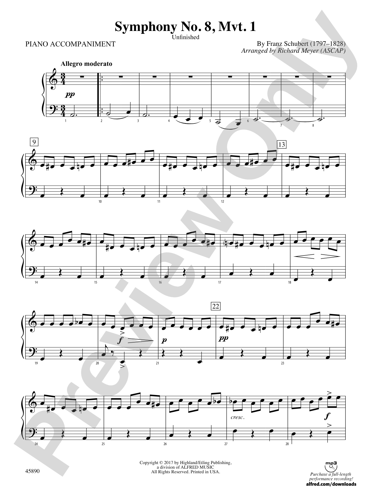 Symphony No. 8, Mvt. 1: Piano Accompaniment