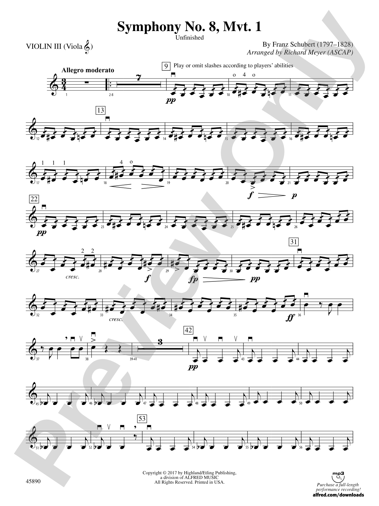Symphony No. 8, Mvt. 1: 3rd Violin (Viola [TC])