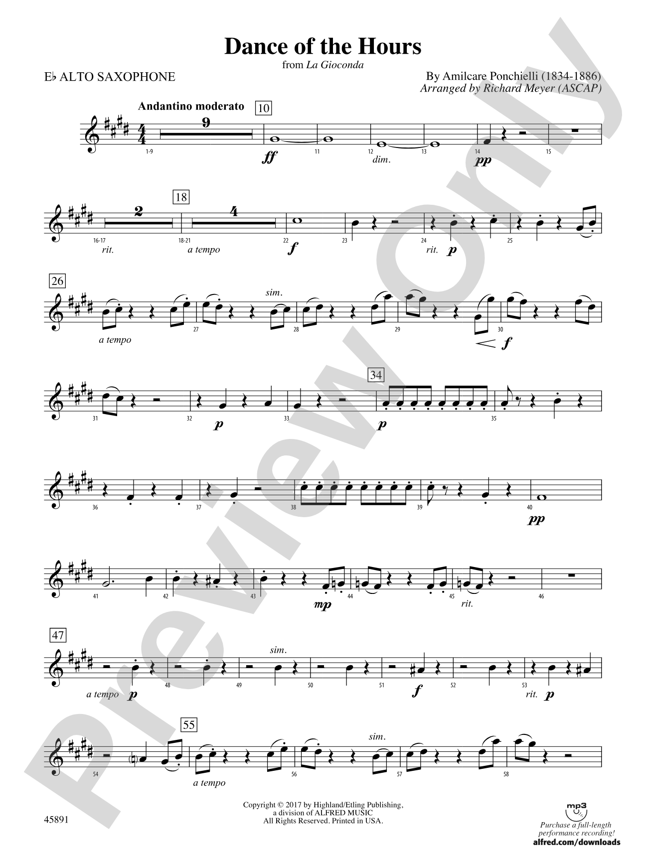 Dance of the Hours: E-flat Alto Saxophone