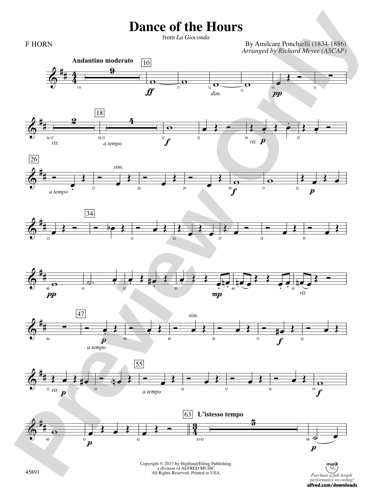 Dance of the Hours: 1st F Horn