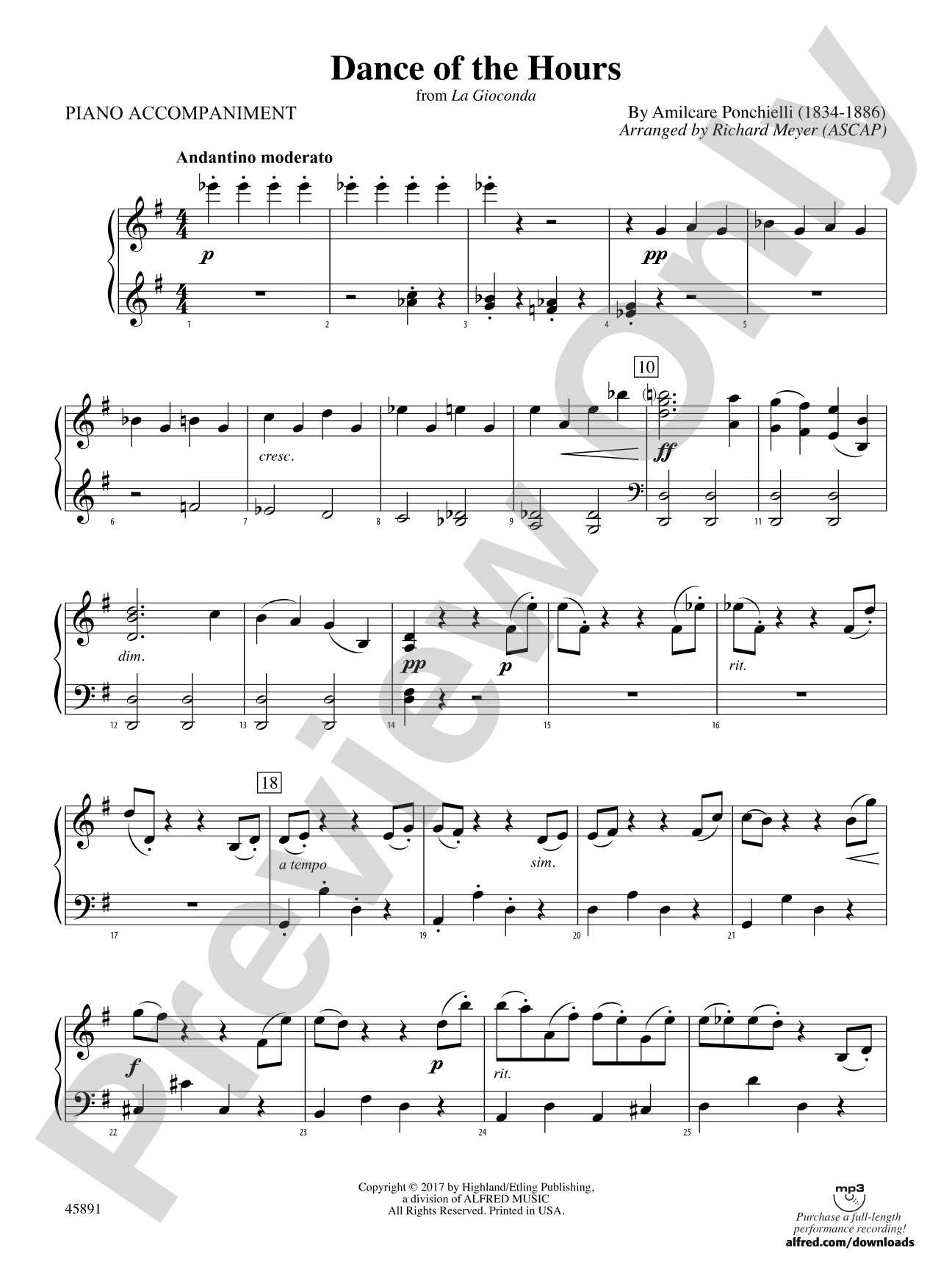 Dance of the Hours: Piano Accompaniment