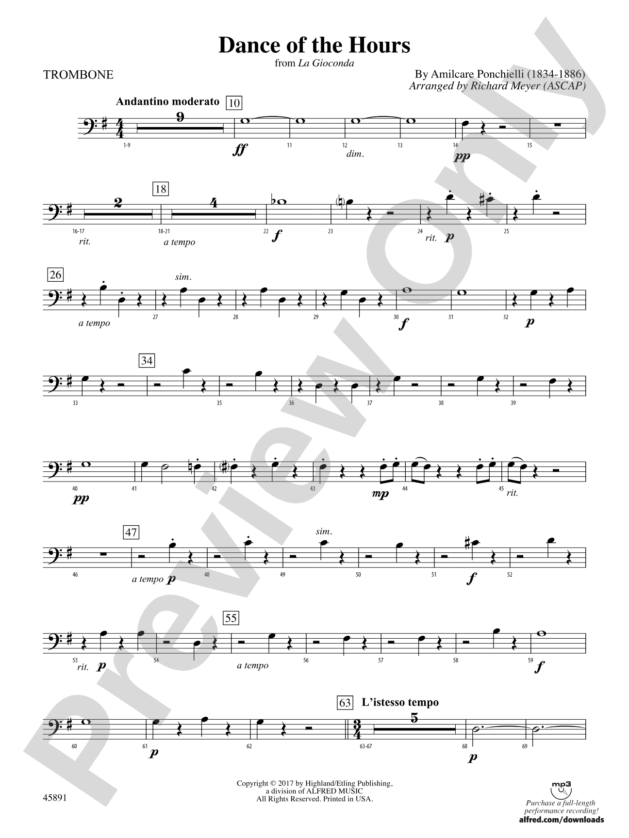 Dance of the Hours: 1st Trombone