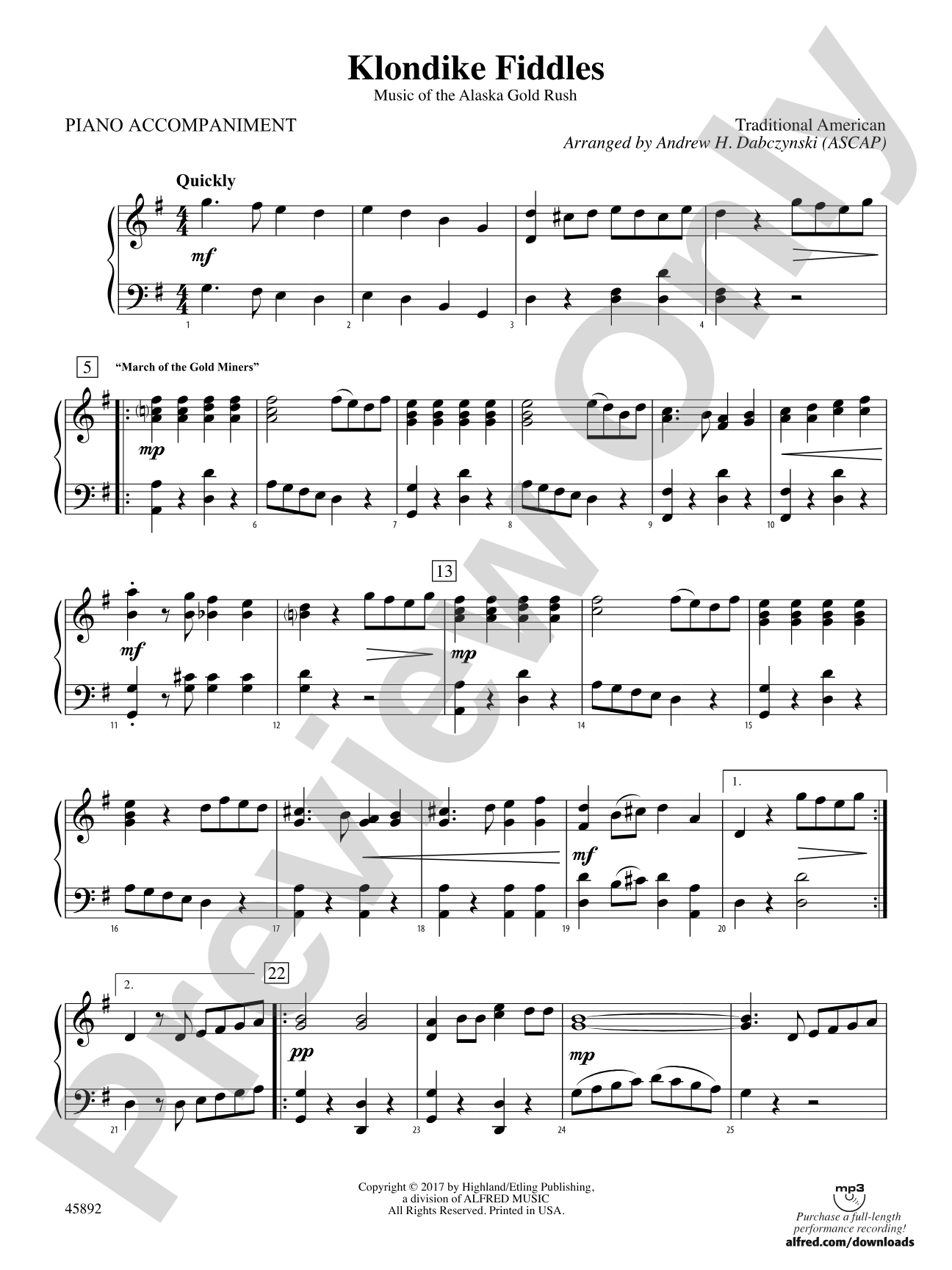 Klondike Fiddles: Piano Accompaniment