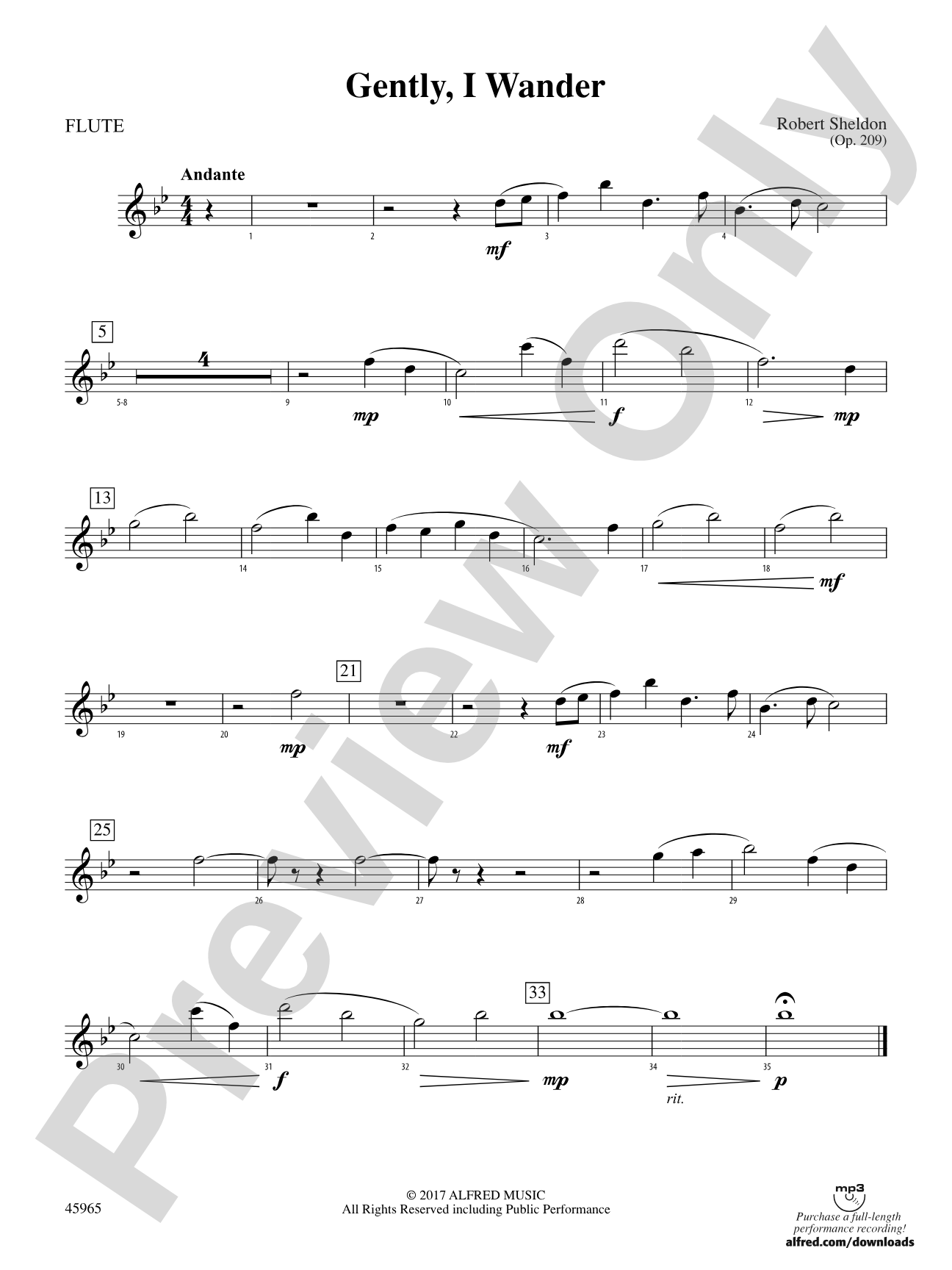 Gently, I Wander: Flute