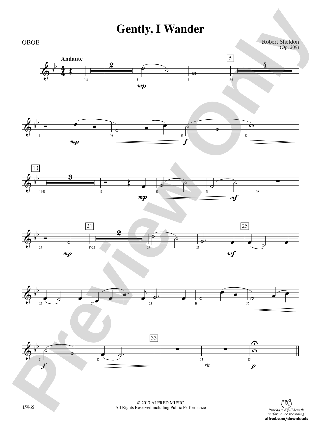Gently, I Wander: Oboe