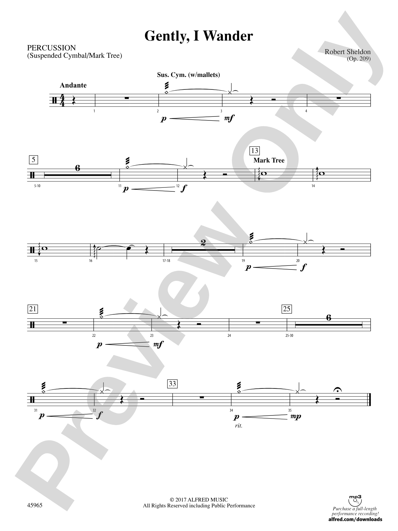 Gently, I Wander: 1st Percussion