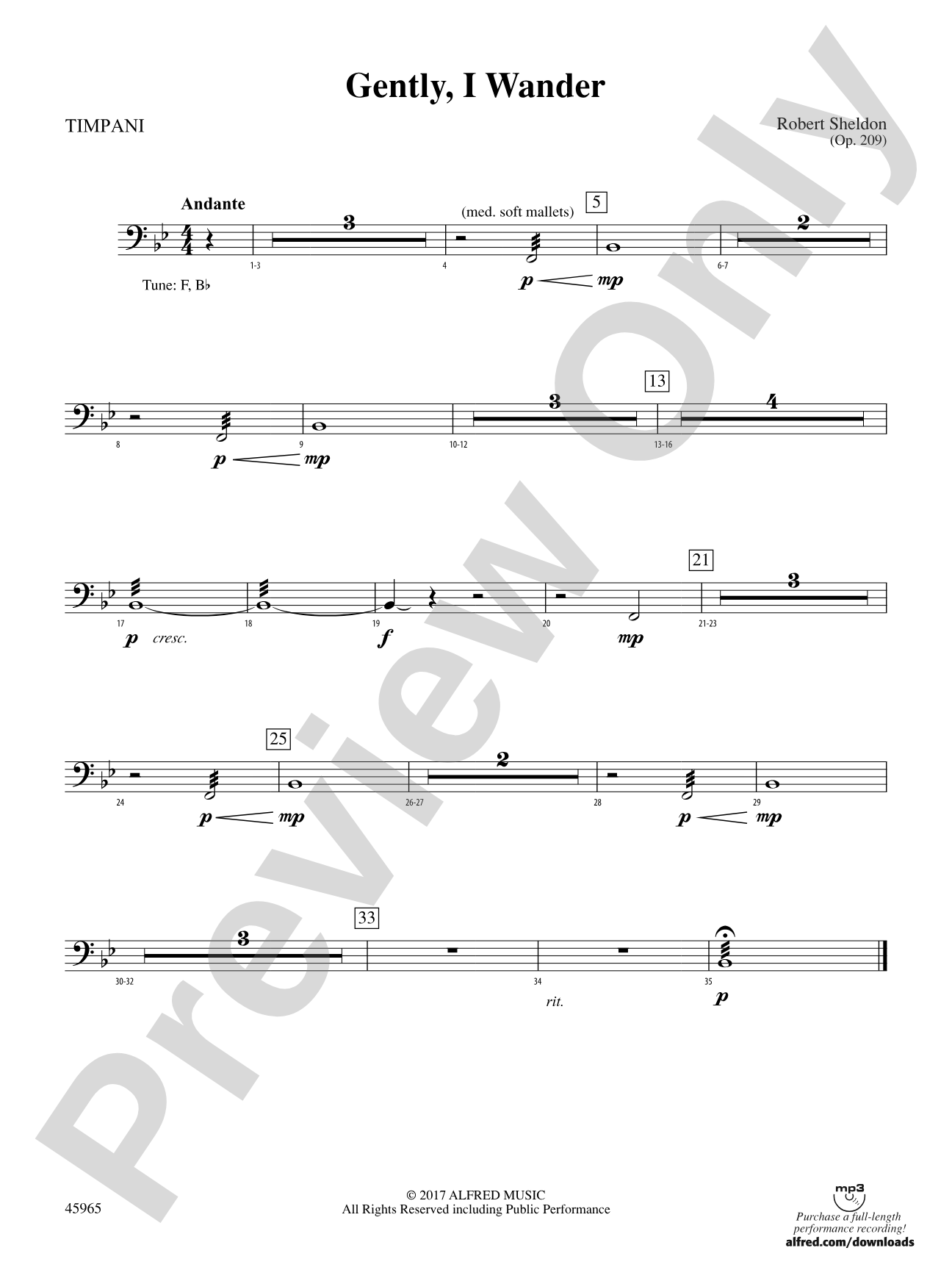 Gently, I Wander: Timpani