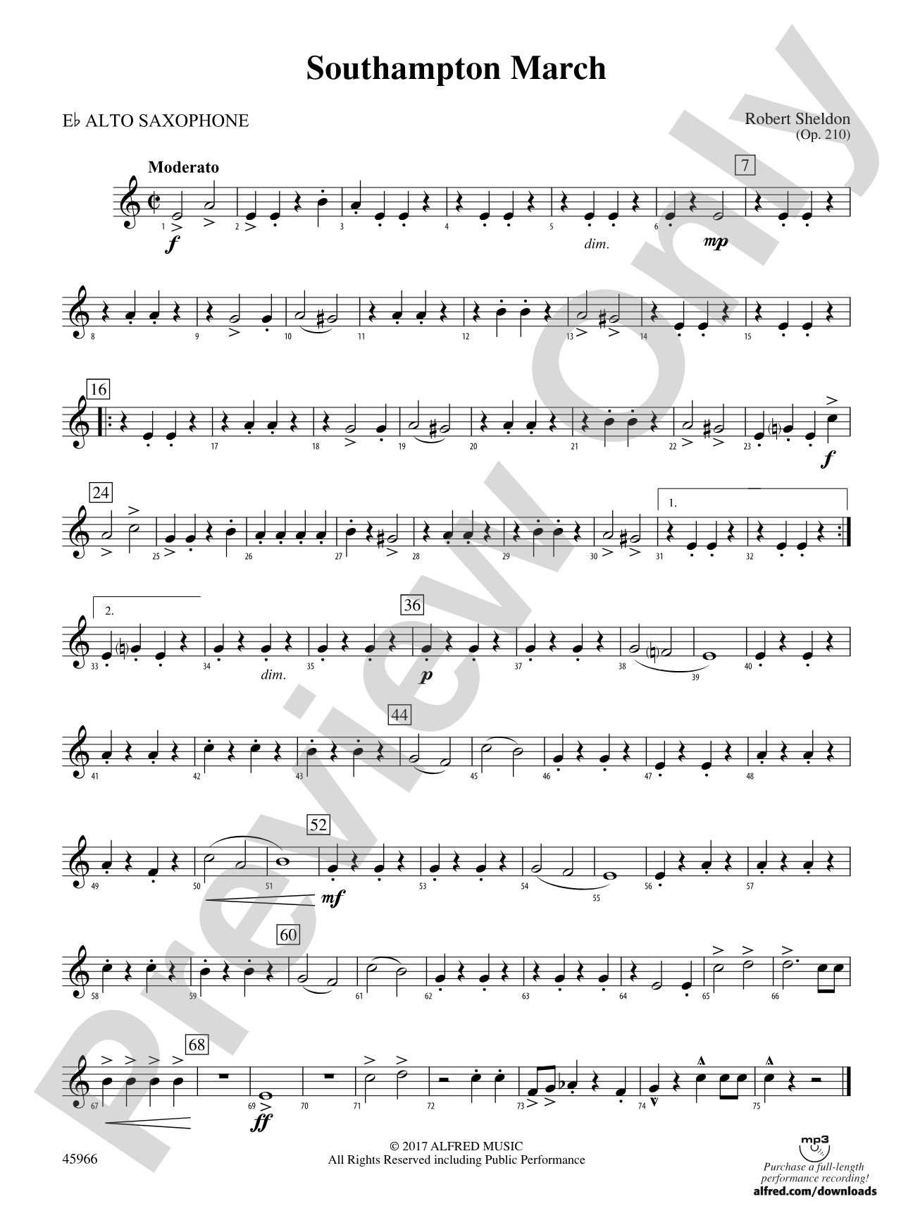 Southampton March: E-flat Alto Saxophone
