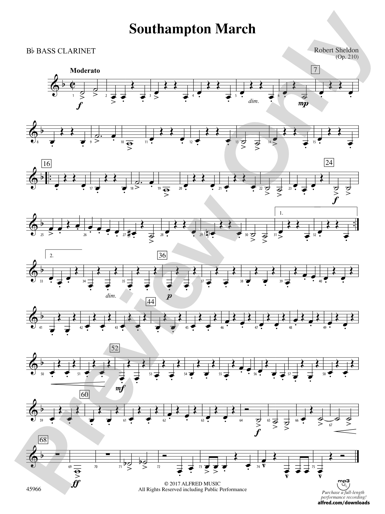 Southampton March: B-flat Bass Clarinet