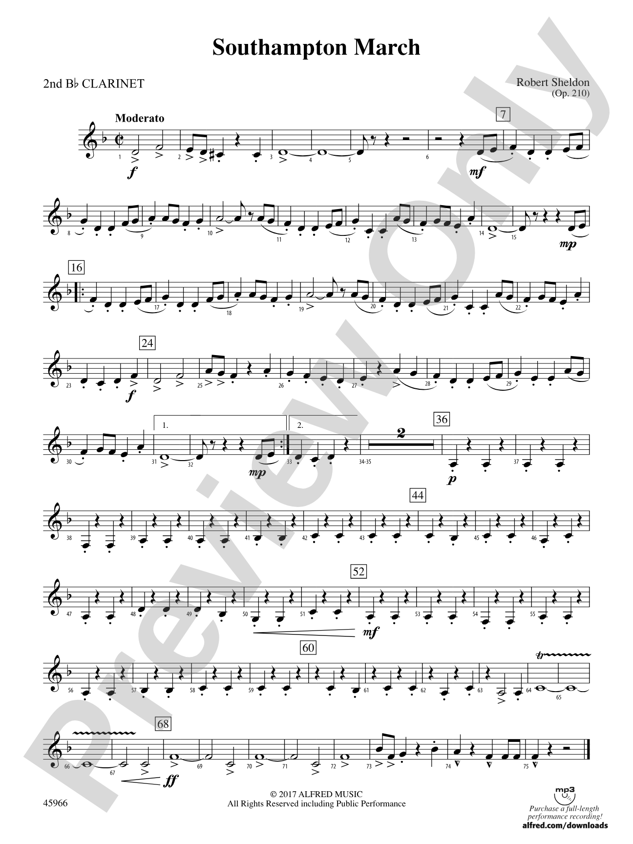 Southampton March: 2nd B-flat Clarinet