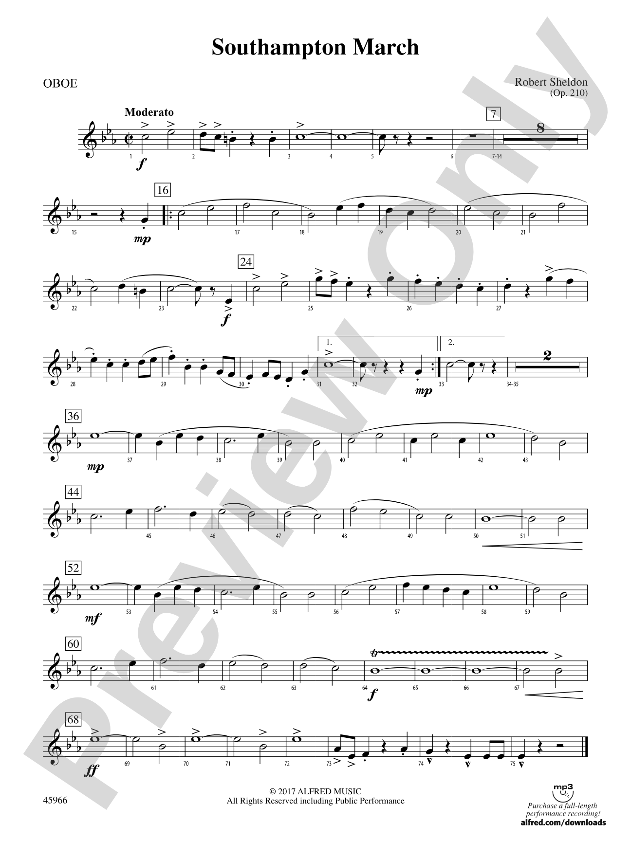 Southampton March: Oboe
