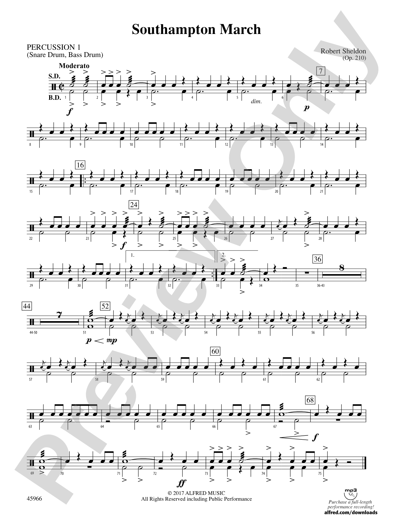 Southampton March: 1st Percussion