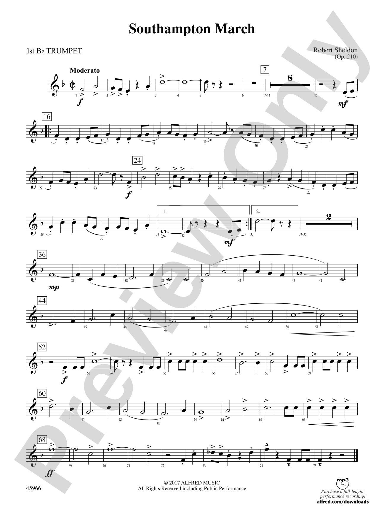 Southampton March: 1st B-flat Trumpet