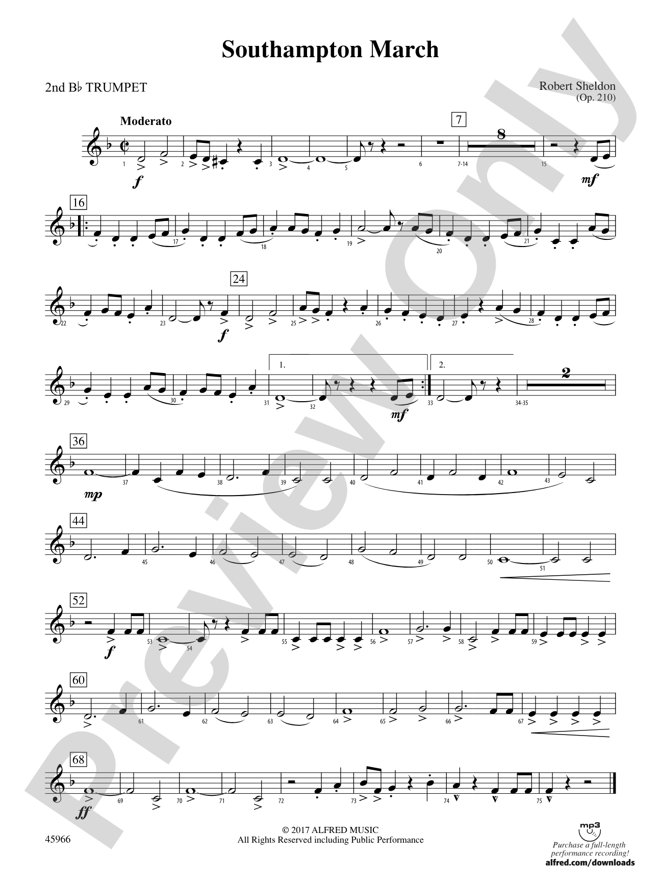 Southampton March: 2nd B-flat Trumpet