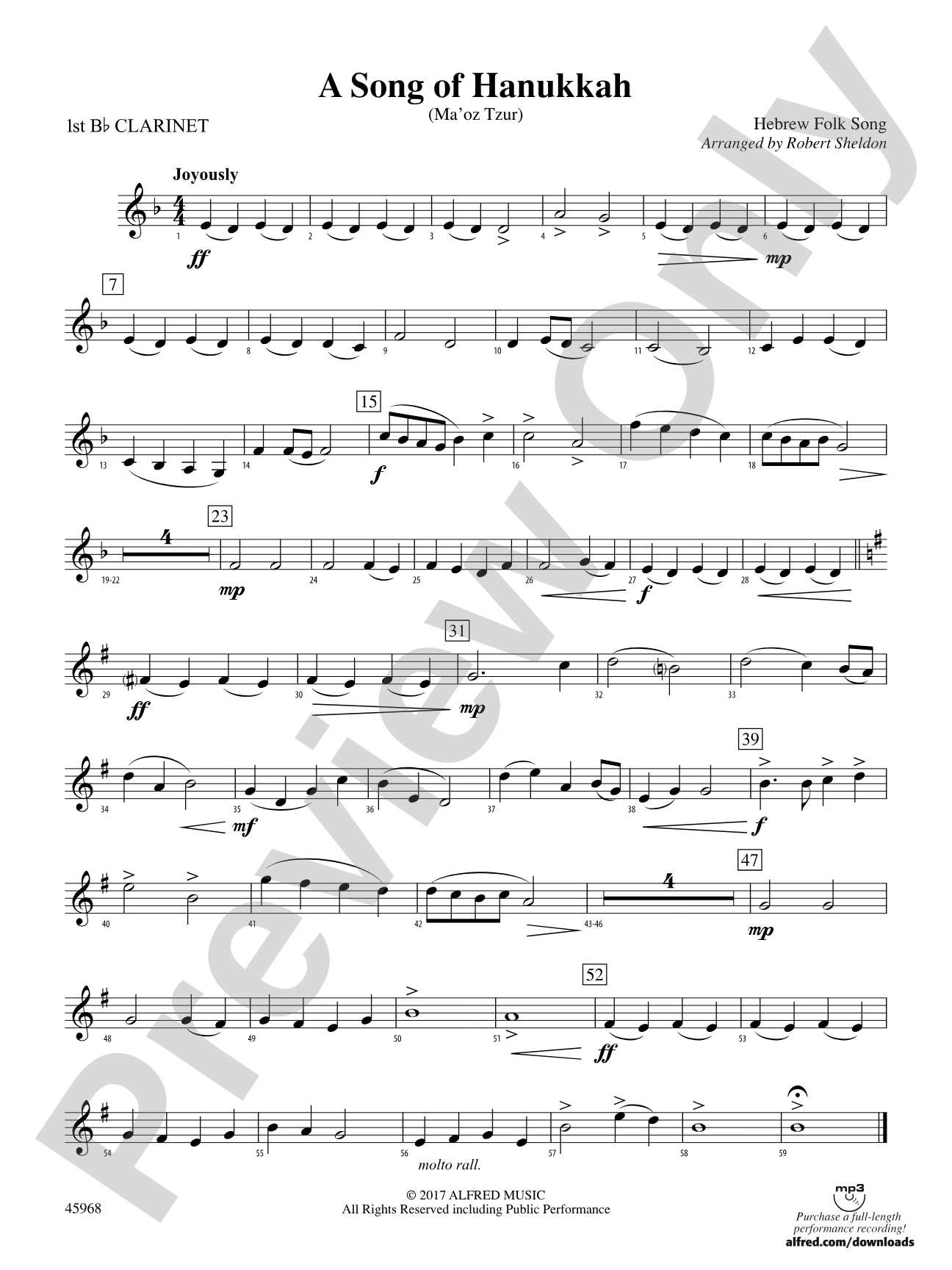 A Song of Hanukkah: 1st B-flat Clarinet