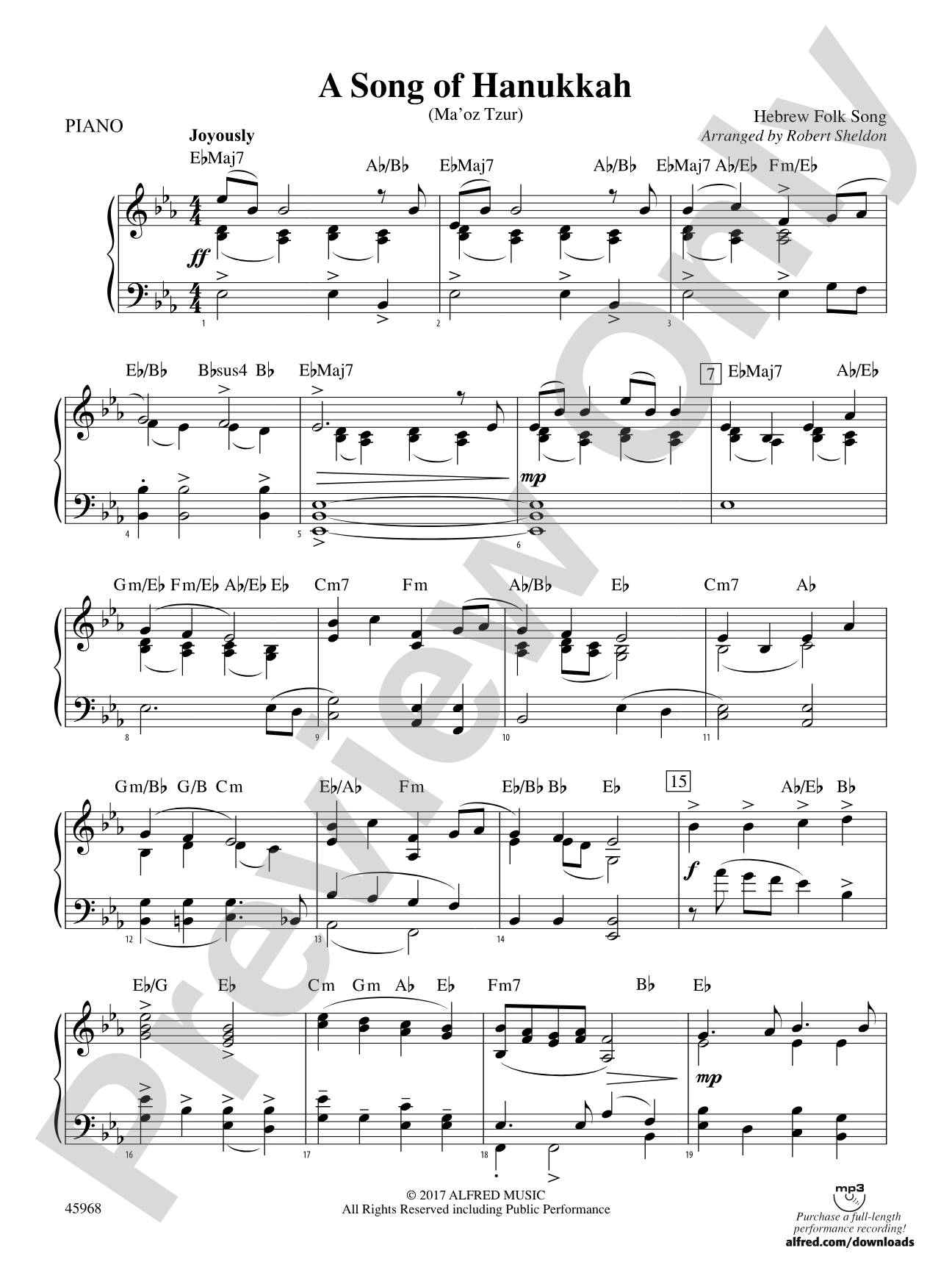 A Song of Hanukkah: Piano Accompaniment