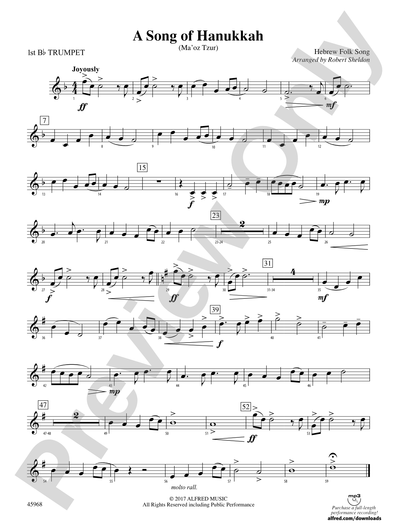 A Song of Hanukkah: 1st B-flat Trumpet