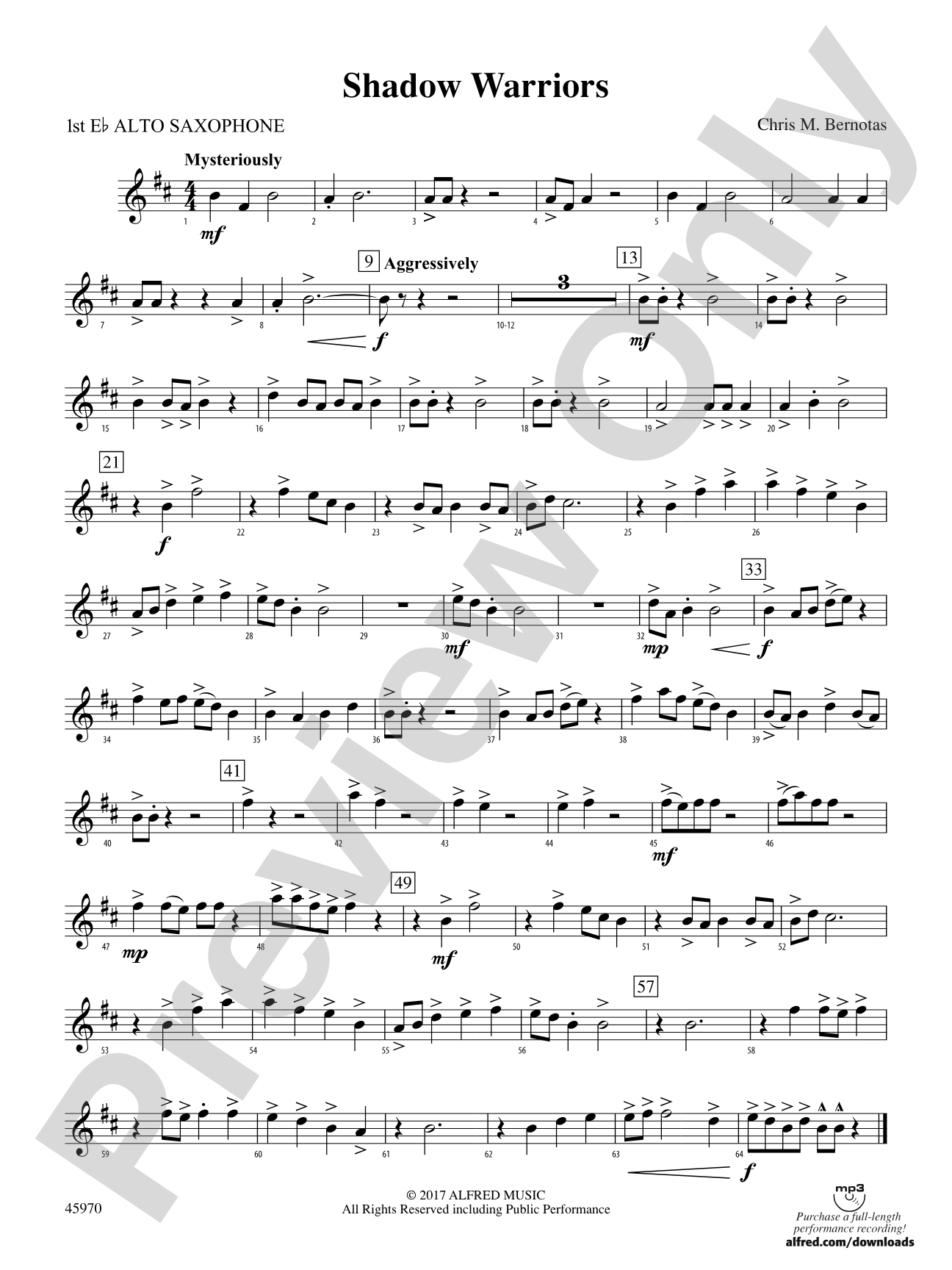 Shadow Warriors: E-flat Alto Saxophone