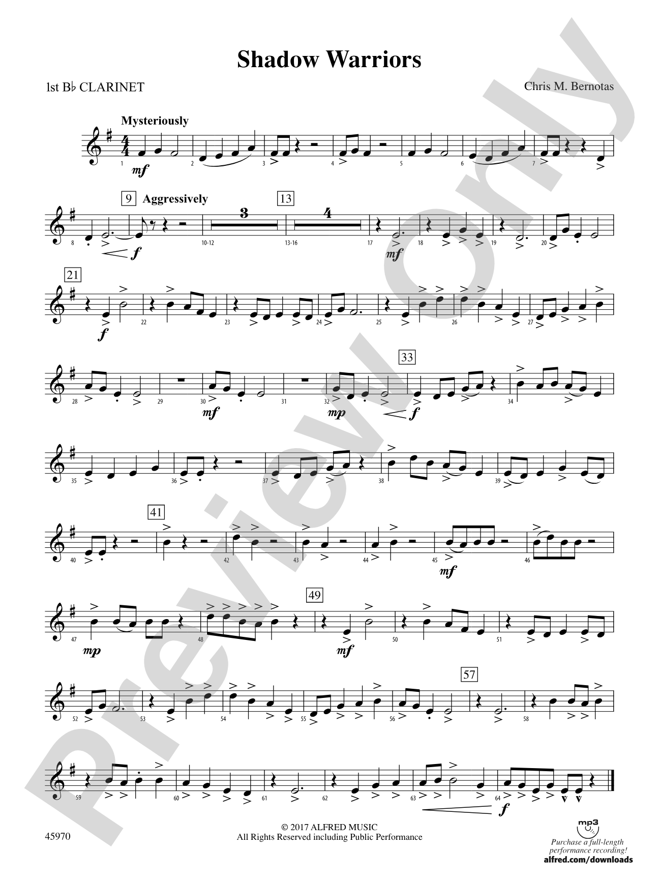 Shadow Warriors: 1st B-flat Clarinet