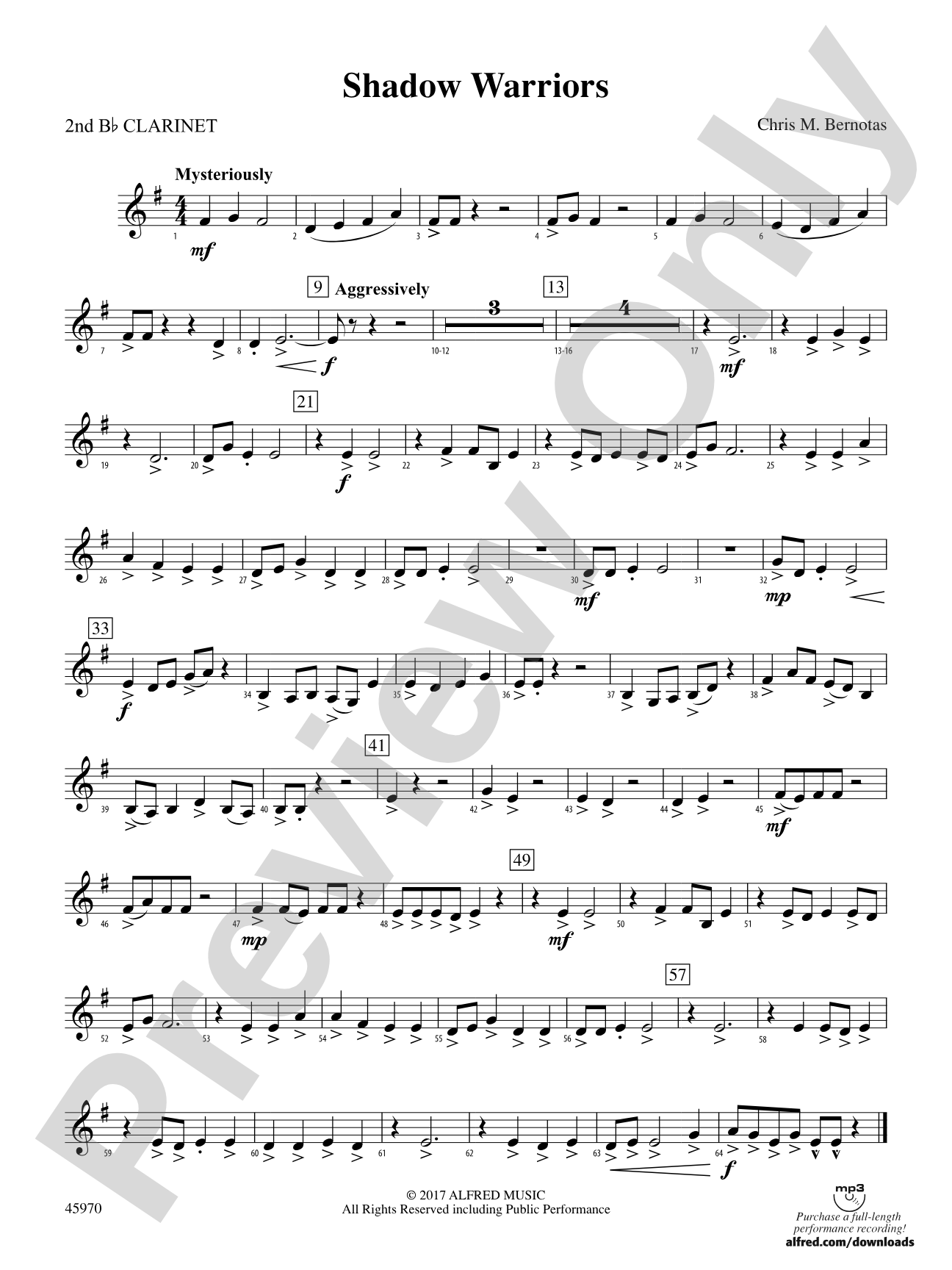 Shadow Warriors: 2nd B-flat Clarinet