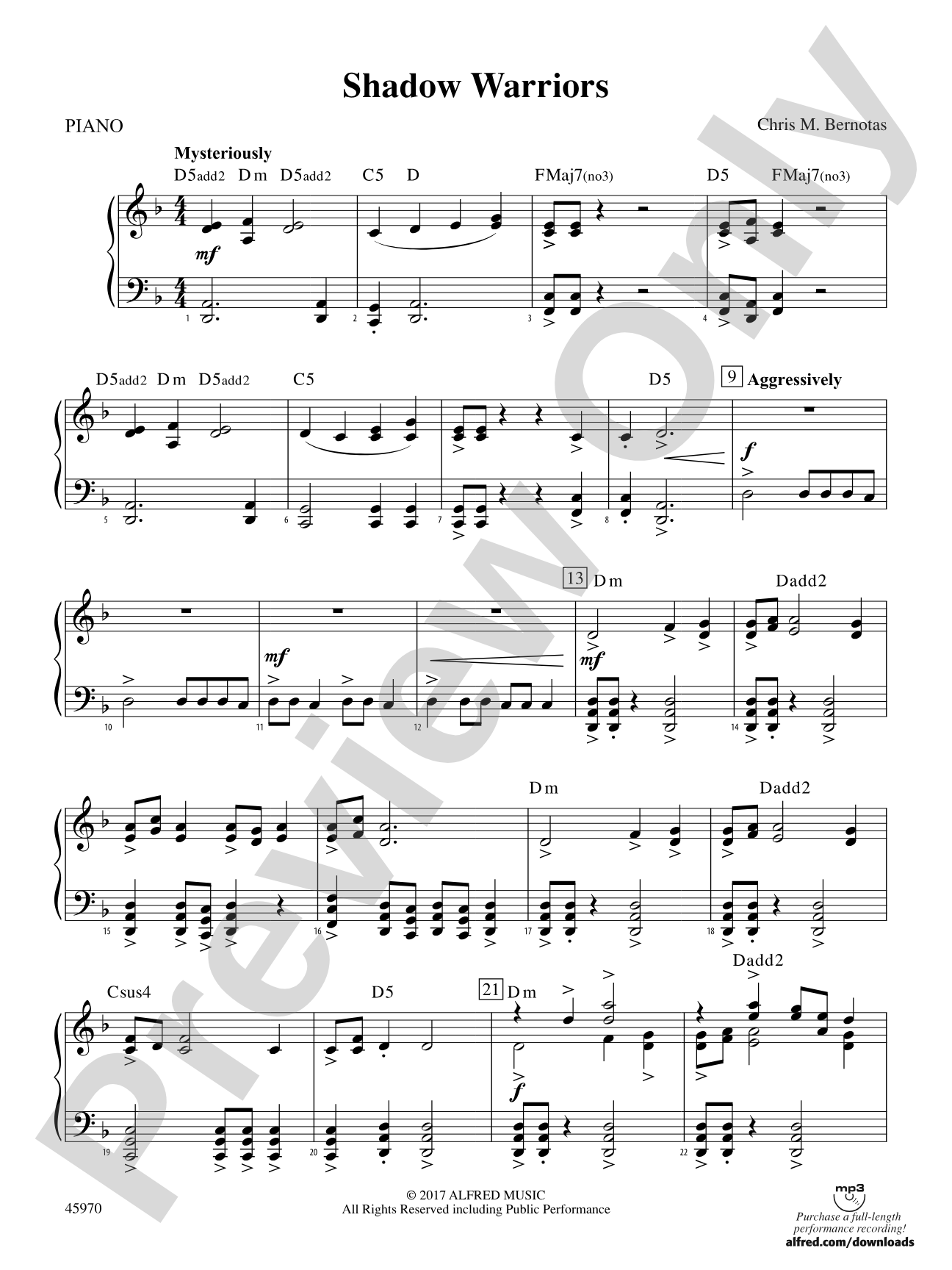 Shadow Warriors: Piano Accompaniment