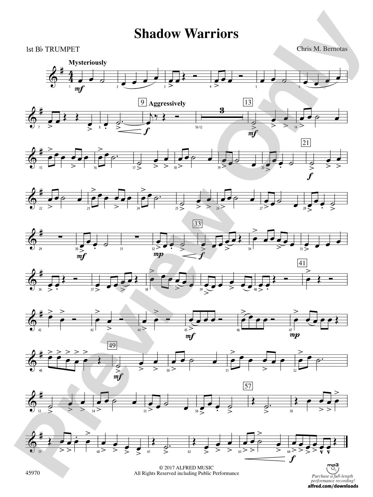 Shadow Warriors: 1st B-flat Trumpet