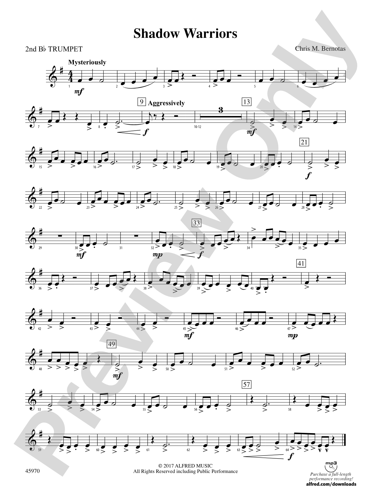 Shadow Warriors: 2nd B-flat Trumpet