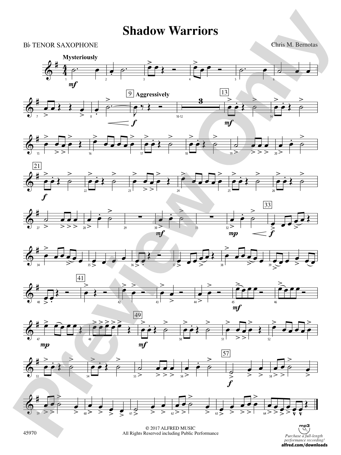Shadow Warriors: B-flat Tenor Saxophone
