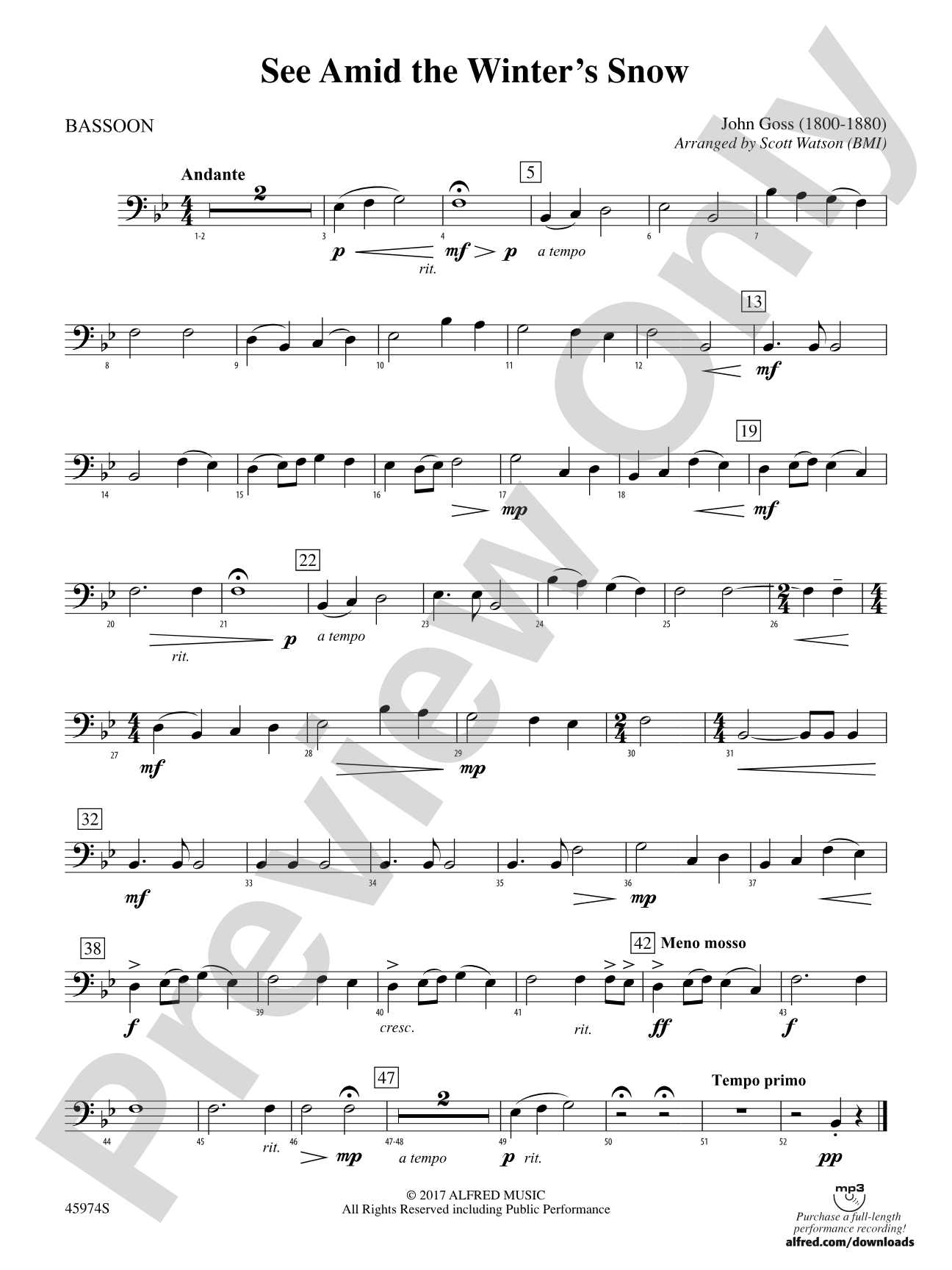 See Amid the Winter's Snow: Bassoon