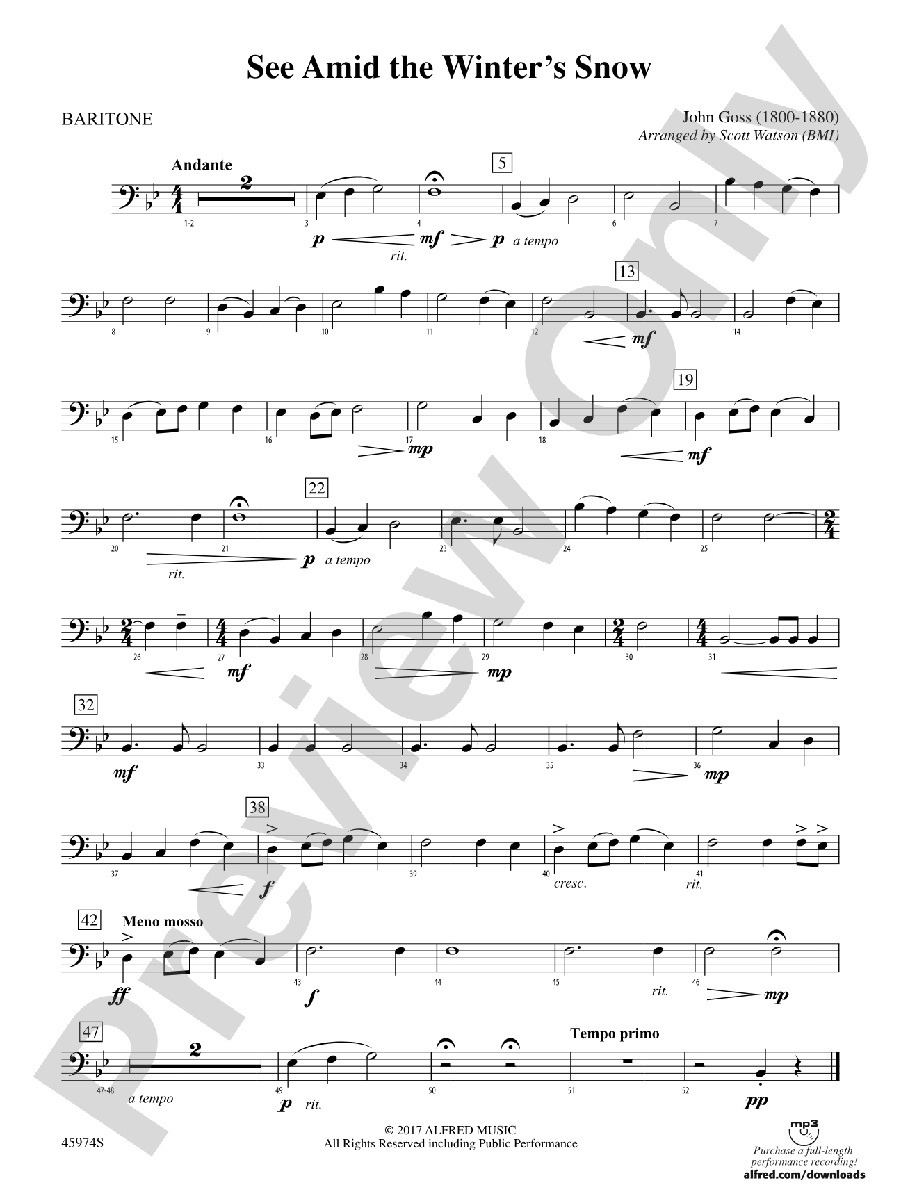 See Amid the Winter's Snow: Baritone B.C.