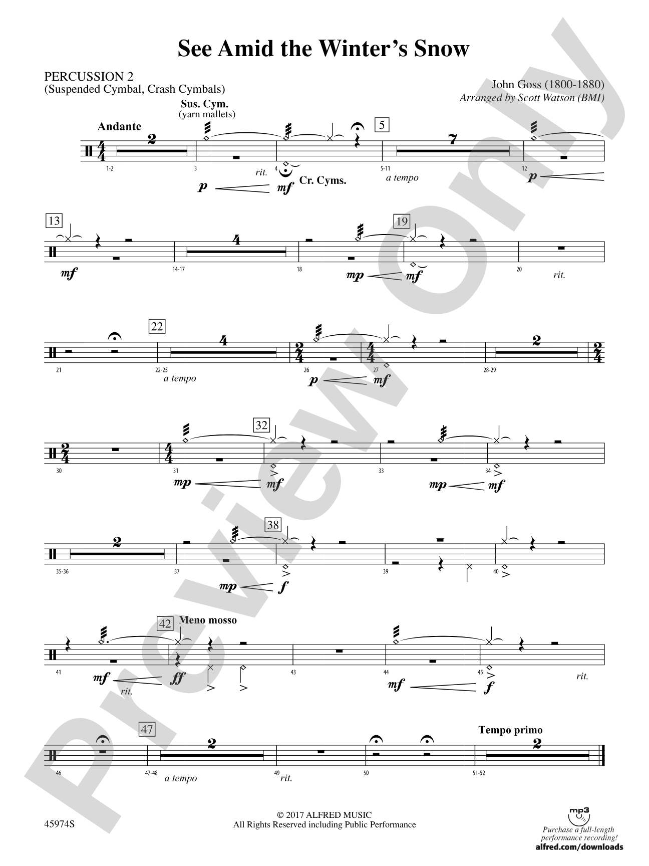 See Amid the Winter's Snow: 2nd Percussion