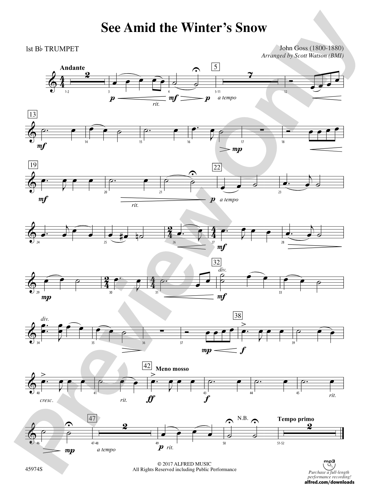 See Amid the Winter's Snow: 1st B-flat Trumpet