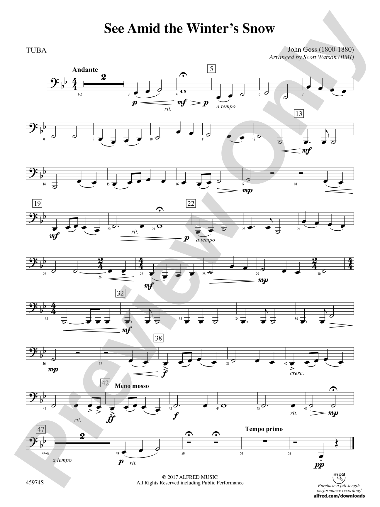 See Amid the Winter's Snow: Tuba