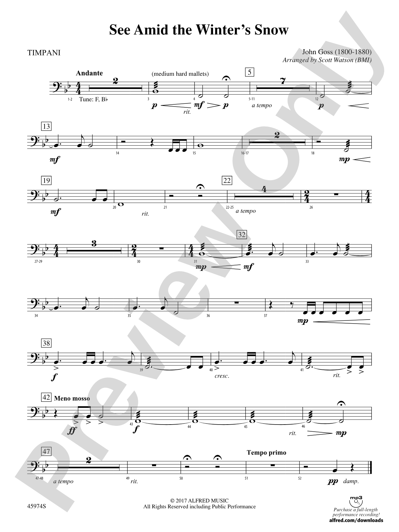 See Amid the Winter's Snow: Timpani