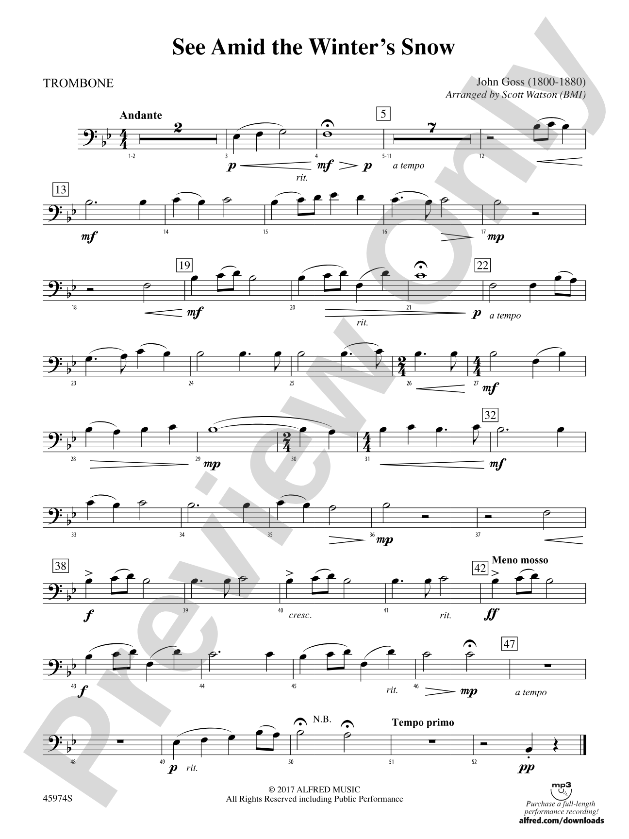 See Amid the Winter's Snow: 1st Trombone