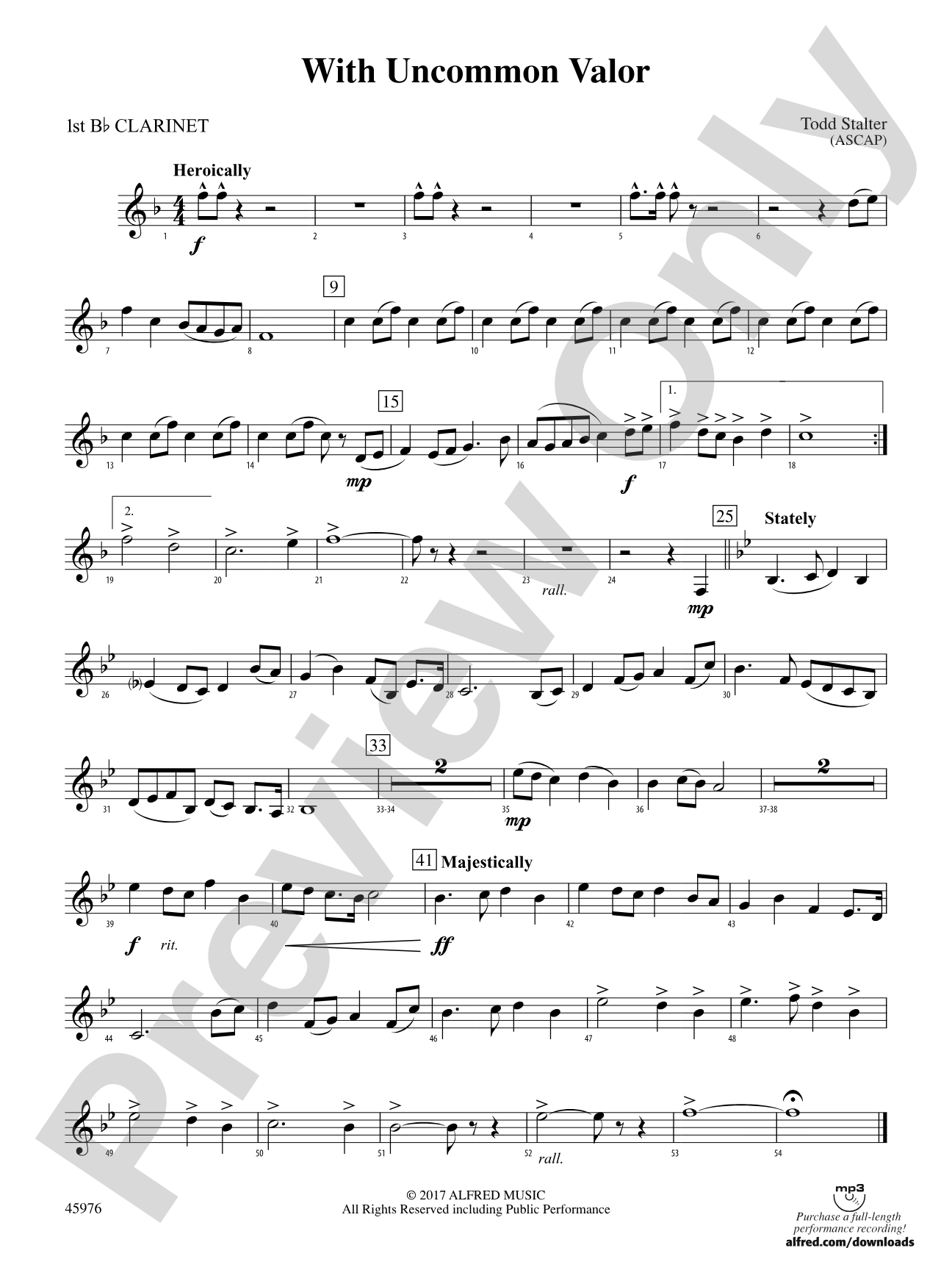 With Uncommon Valor: 1st B-flat Clarinet