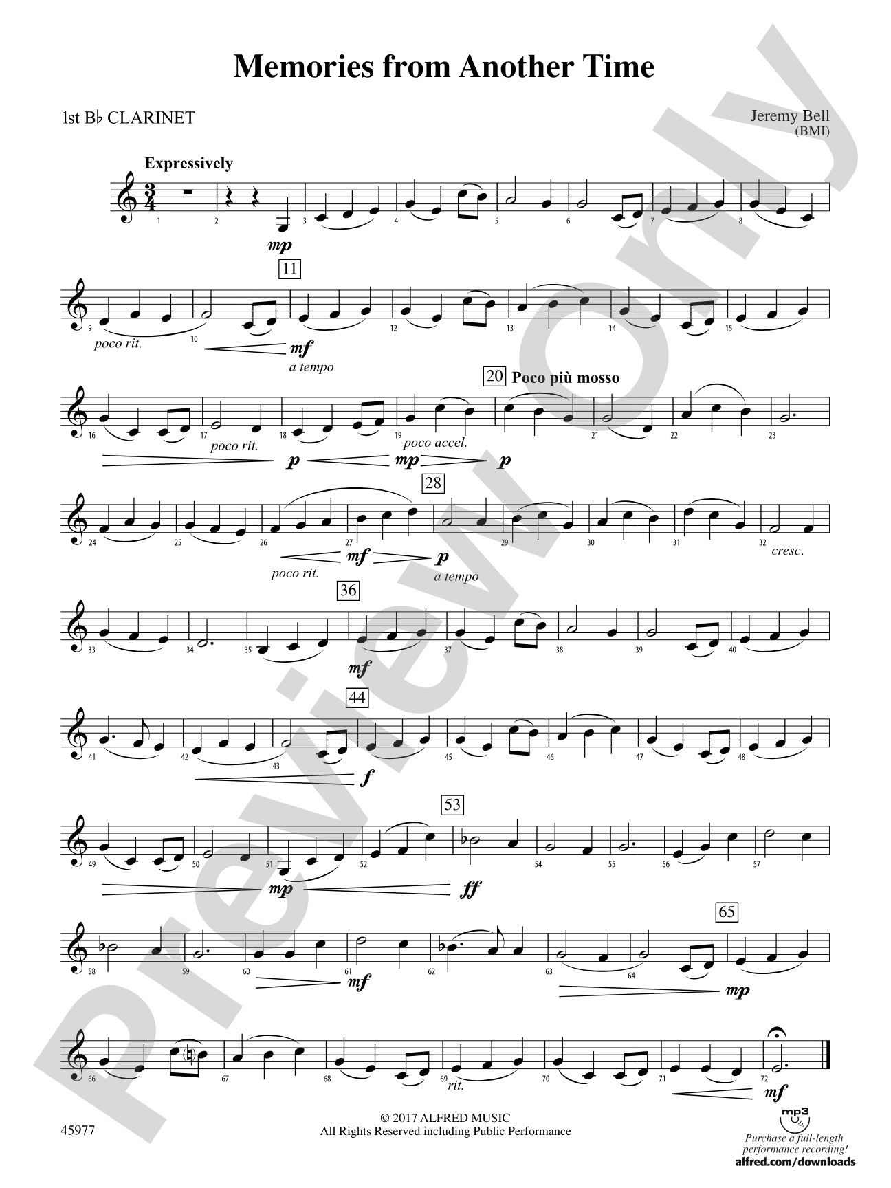 Memories from Another Time: 1st B-flat Clarinet