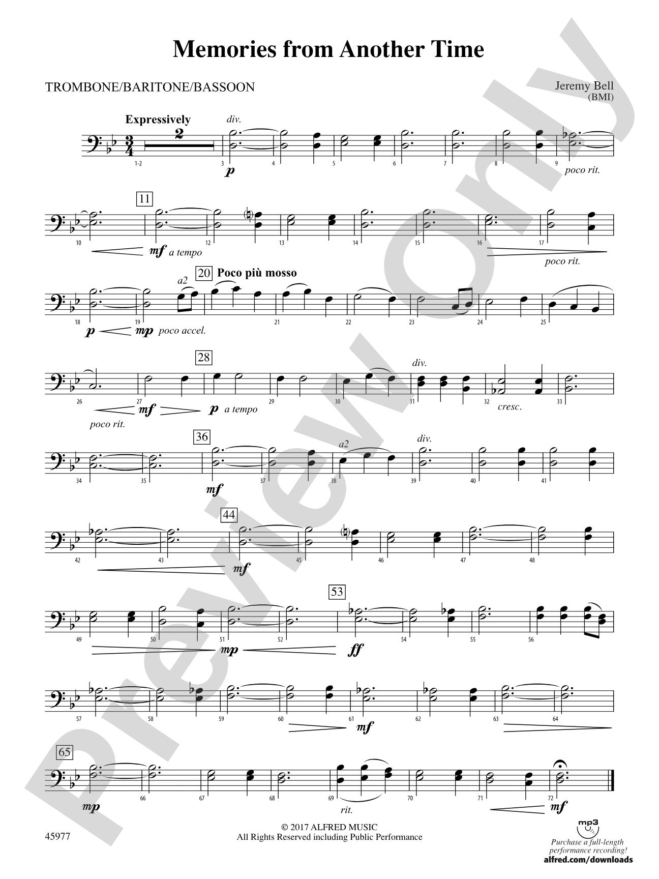 Memories from Another Time: 1st Trombone