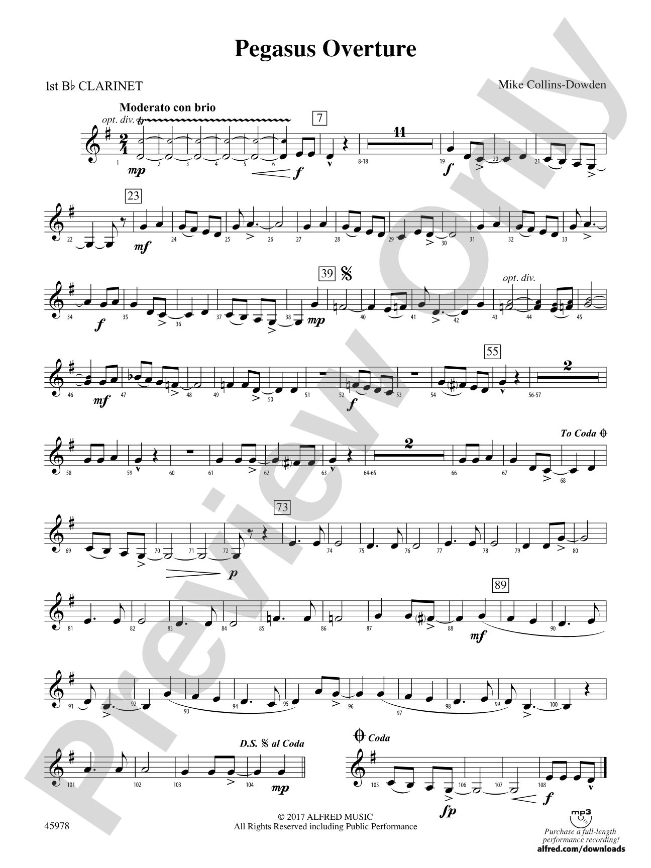 Pegasus Overture: 1st B-flat Clarinet