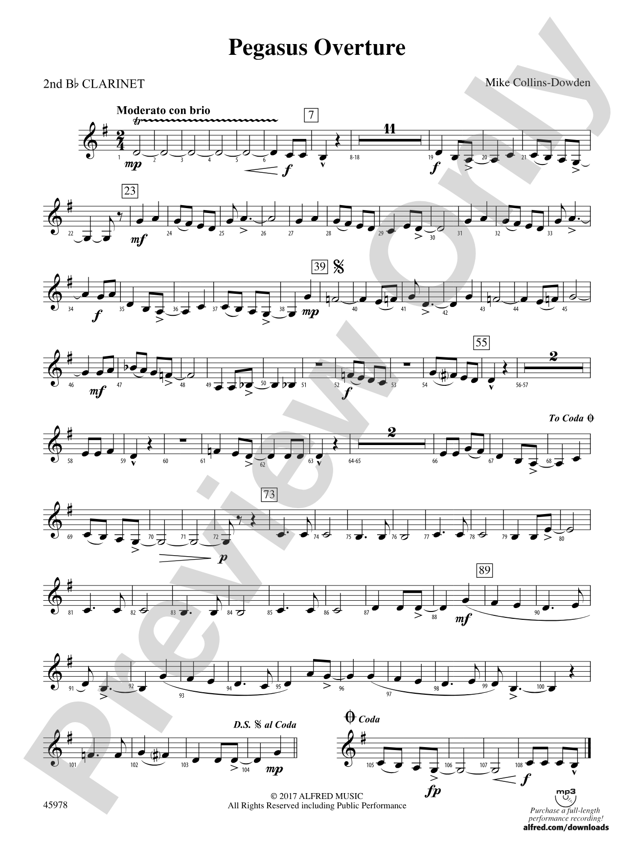 Pegasus Overture: 2nd B-flat Clarinet
