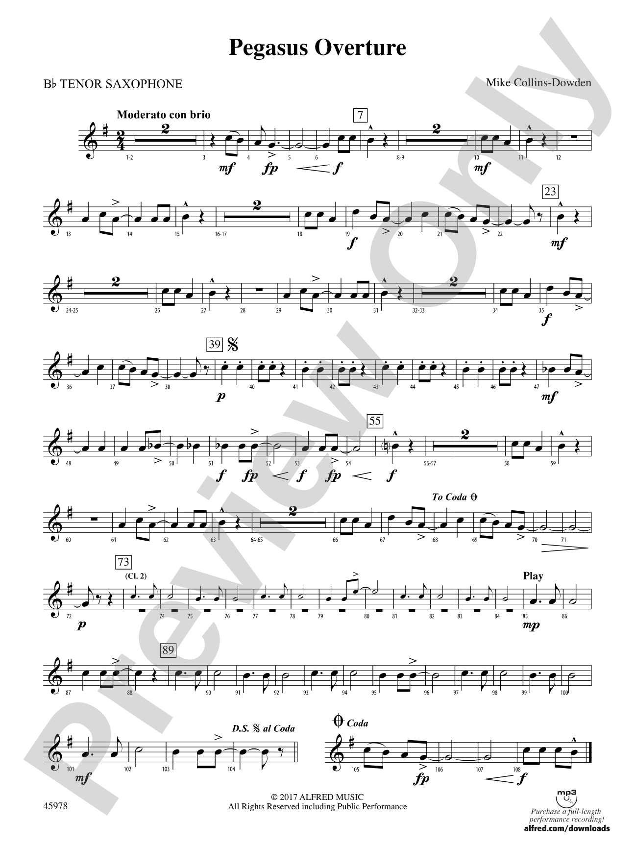 Pegasus Overture: B-flat Tenor Saxophone